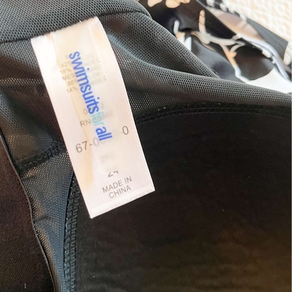 Swimsuits for All Plus 24 Tankini Black White Floral Two Piece Swim Shorts Set - Picture 11 of 11